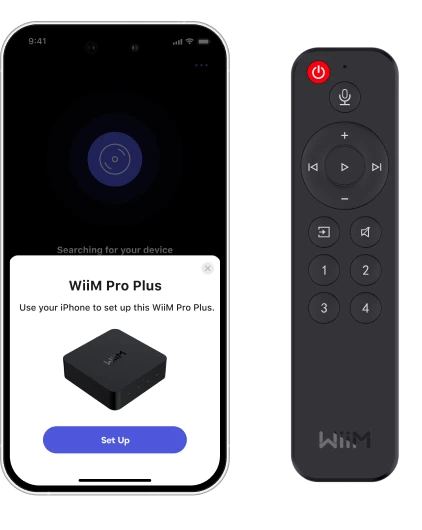 WiiM Home app setup screen for WiiM Pro Plus